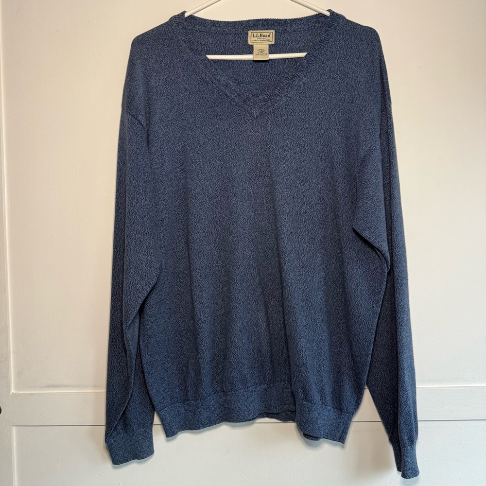 LL Bean Men’s 100% Cotton V Neck‎ Sweater Long Sleeve Sz Large Preppy Classic - Picture 7 of 8
